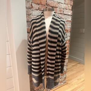 Ralph Lauren Shawl Collar Navy Striped Sweater Sundance Style Size L EUC